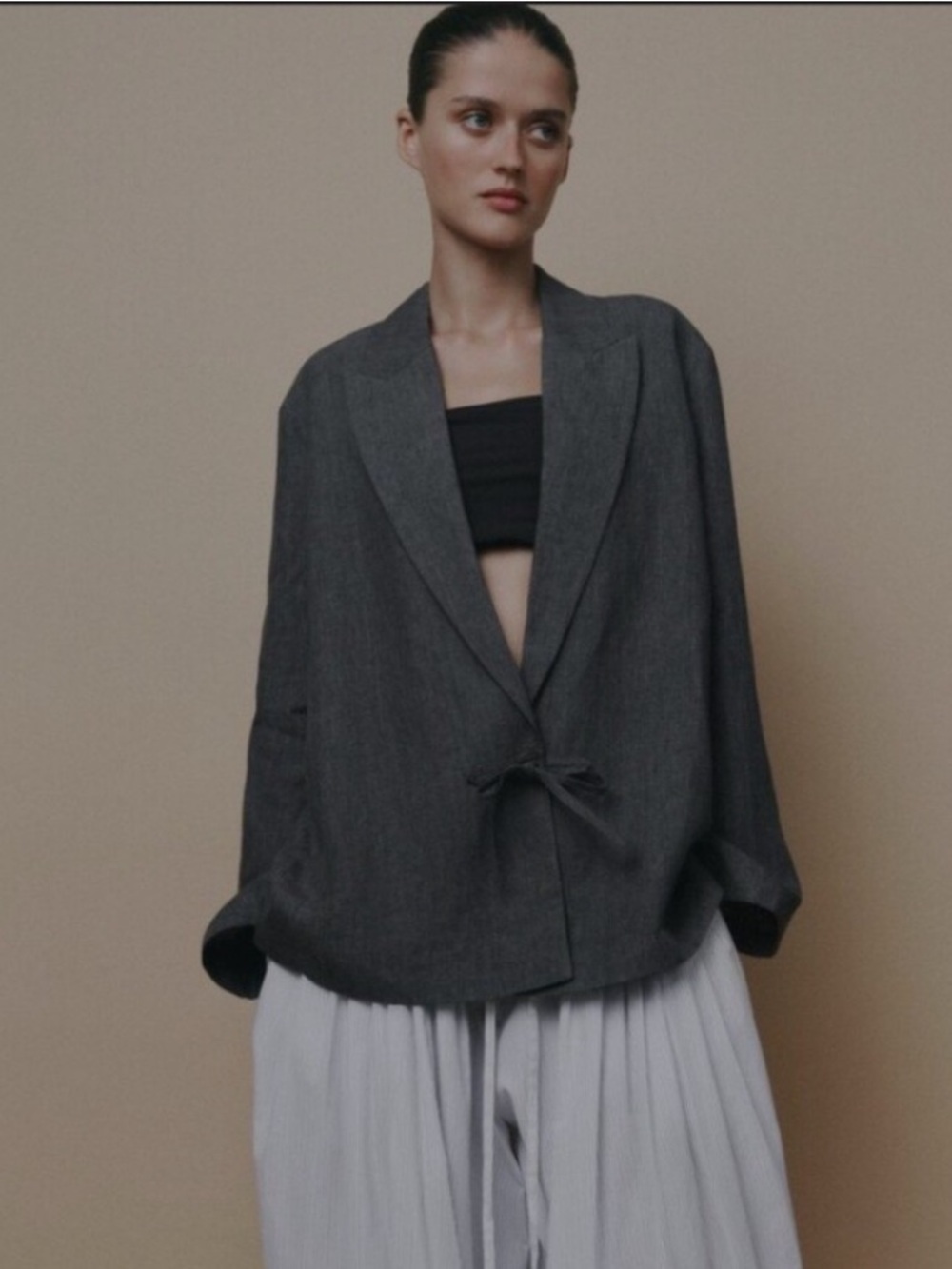 Zara ZW collection linen oversized blazer M